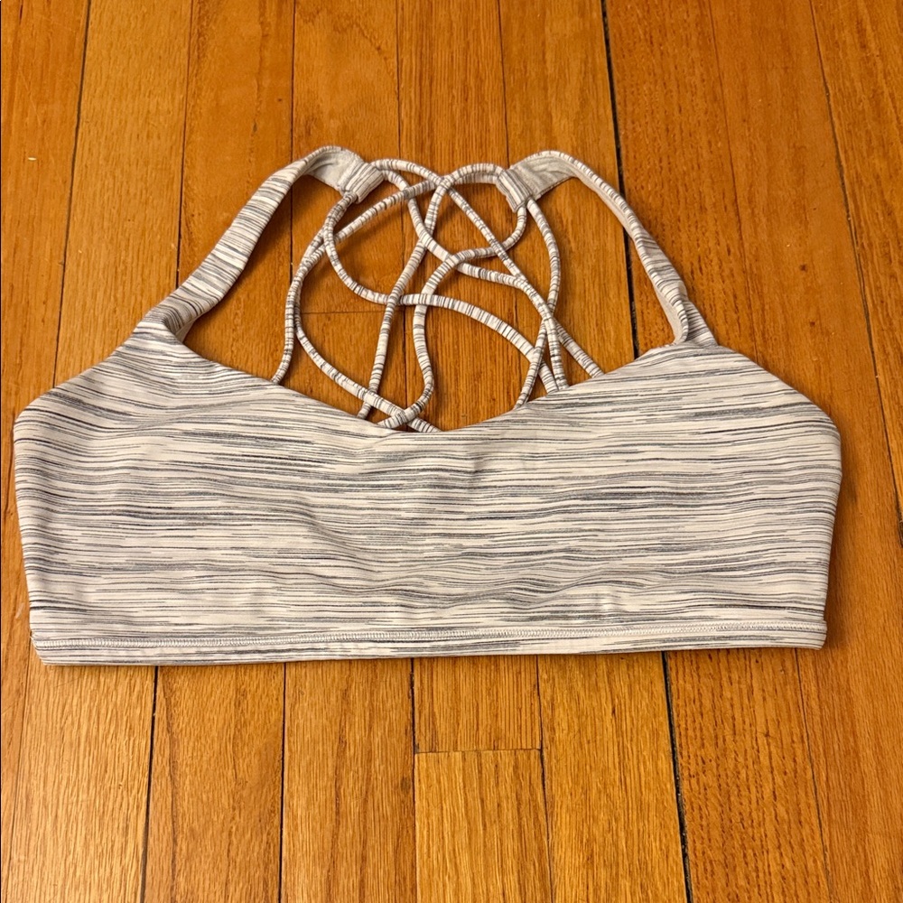 lululemon athletica Grey Striped Strappy Back Sports Bra